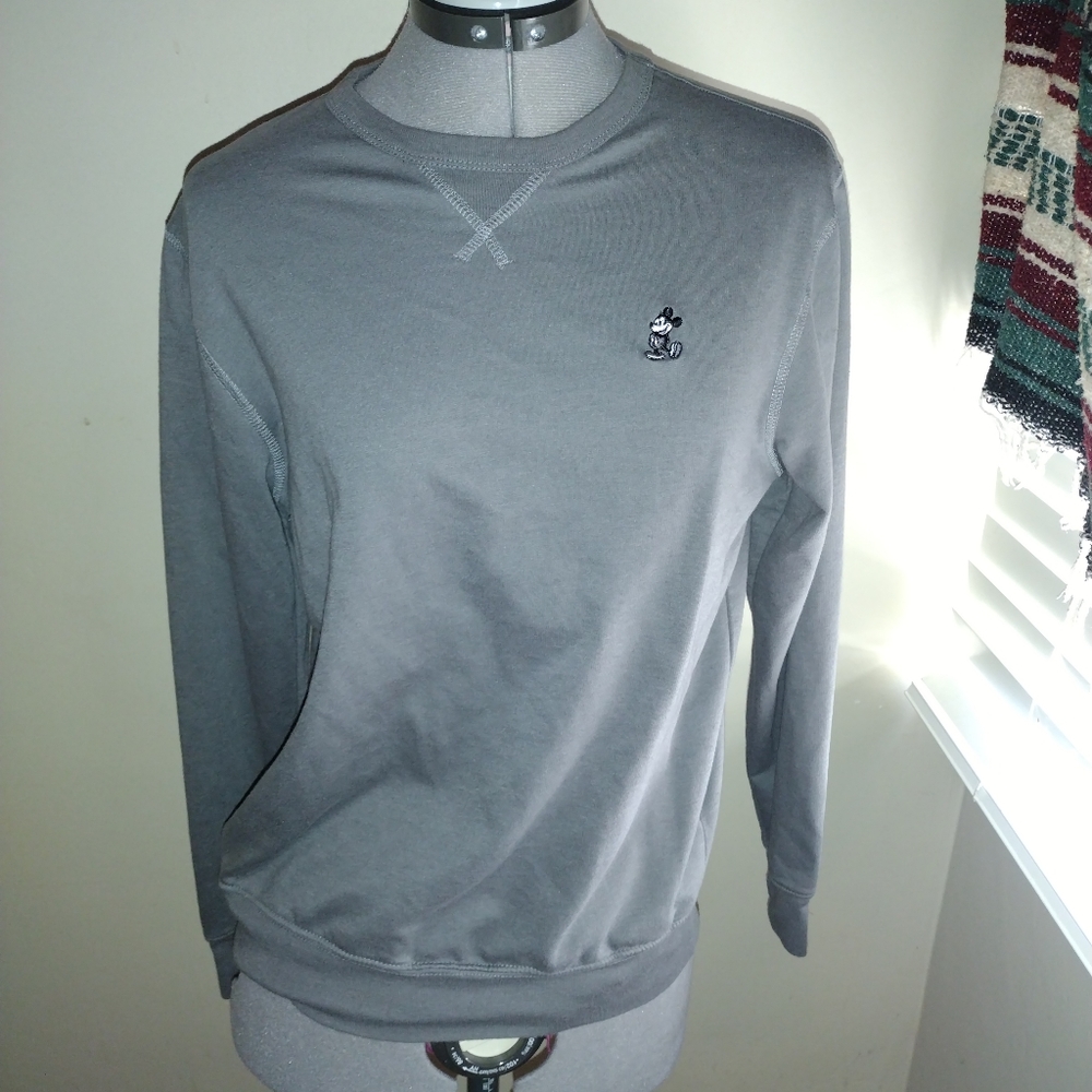 Gray Disney Parks Mickey Mouse Embroidered Sweatshirt, Gray Mickey Mouse Sweater